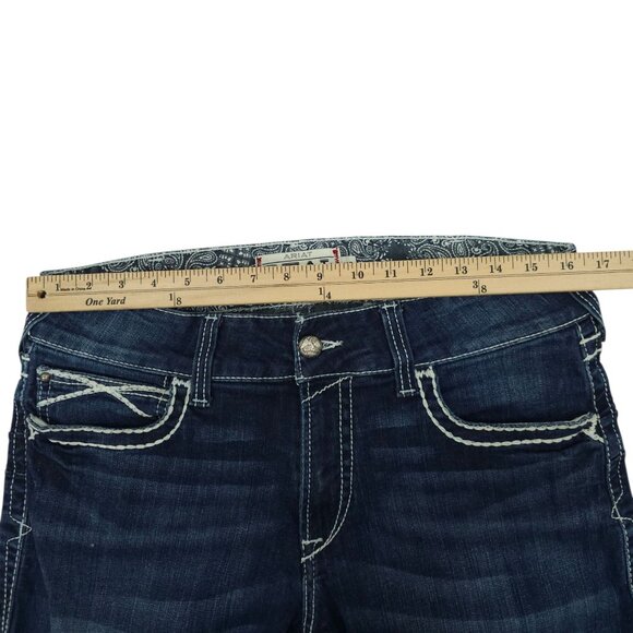 Ariat R.E.A.L. Mid Rise Boot Cut Jeans Womens 32 Thick Stitch Stretch 5 Pocket - Picture 3 of 14